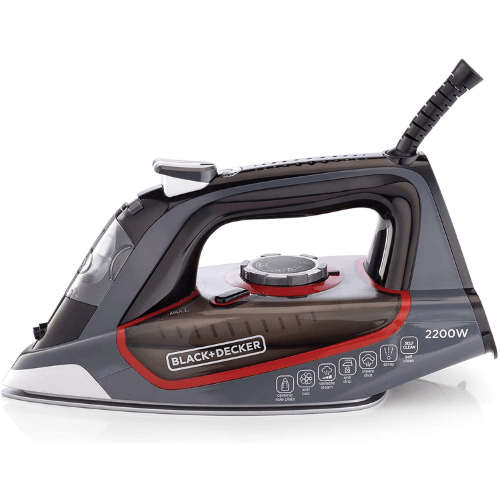 Black and Decker Steam Iron 2200W Ceramic Soleplate with Self Clean, Multicolour – X2050-B5